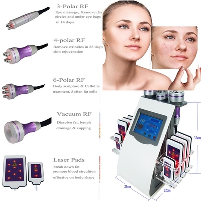 6 in 1 van het de Cavitatie Vette Verlies van Laserlipo Machine Multipolar Vacuümrf